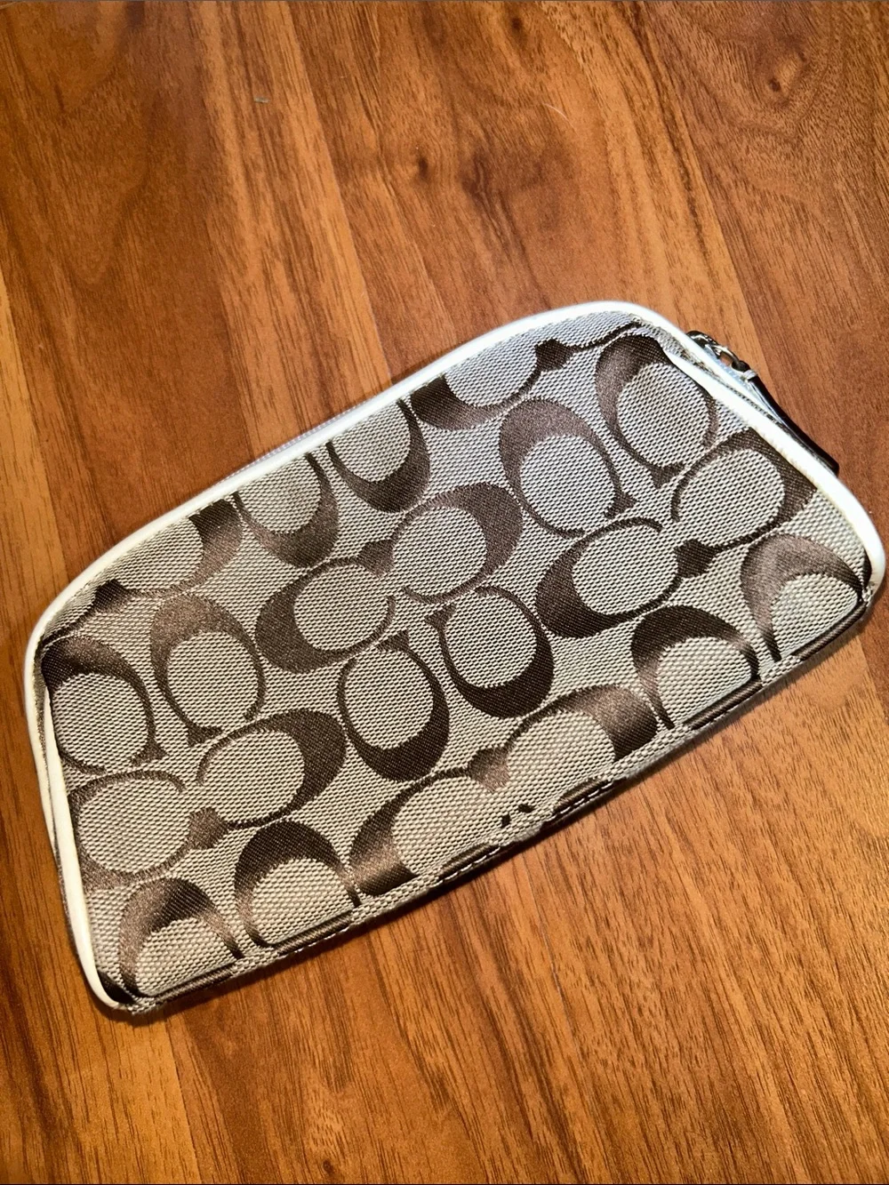 Coach Signature Canvas and Patent Logo Zipper Pouch